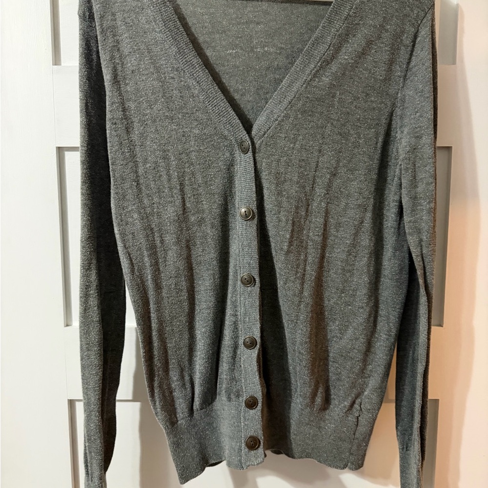 Gray Button Front Cardigan
